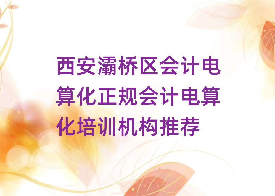 西安灞橋區會計電算化正規會計電算化培訓機構推薦