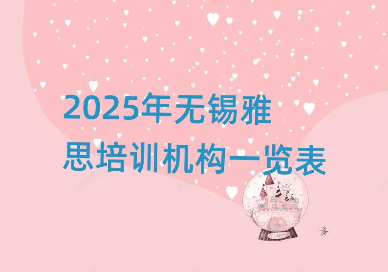 2025年無錫雅思培訓機構一覽表