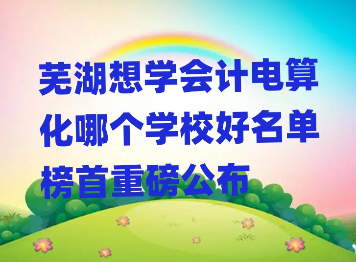 蕪湖想學會計電算化哪個學校好名單榜首重磅公布