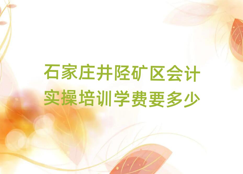 石家莊井陘礦區會計實操培訓學費要多少